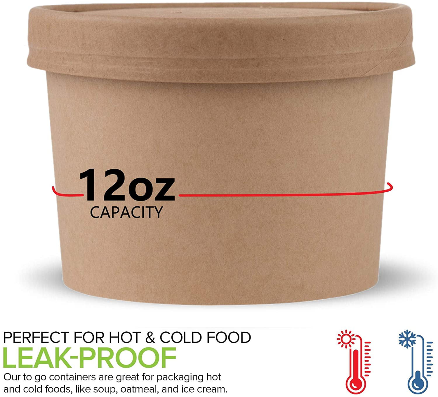Details about   Stock Your Home 12 oz Kraft Brown Disposable Soup Cups with Lids 50 Pack 