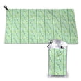 thumbnail image 1 of YFYANG Adult Microfiber Portable Travel Towel, Green Abstract Geometry Quick Dry Towel with Hiking Buckle PVC Pouch, 16" x 31.5", 1 of 6