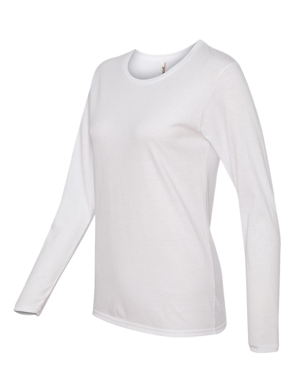 Anvil - Ladies' Lightweight Long-Sleeve T-Shirt - WHITE - M - Walmart
