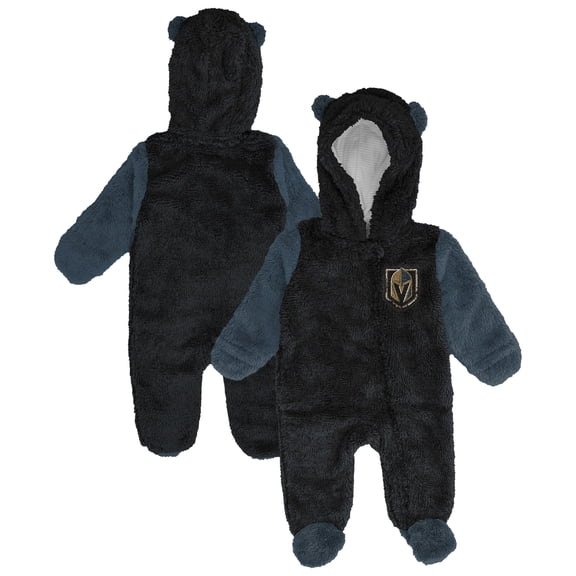 Infant & Newborn Outerstuff Black Vegas Golden Knights Stay Napping Fleece Bunting Full-Zip Hooded Sleeper