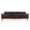 thumbnail image 3 of World Interiors Chiavari Ebony Leather Upholstered/Wood Sofa in Black, 3 of 7