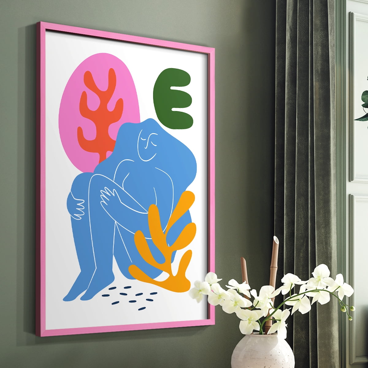 Matisse CDXLI in Pink Solid Wood Framed Print No Nail Hanging