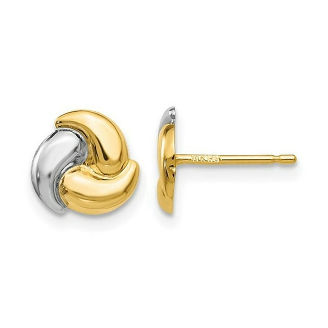 Boucles d'Oreilles Fantaisie en Or Jaune et Blanc 14K