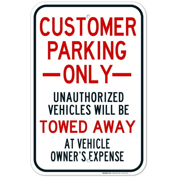 Customer Parking Only Sign, 12x18 Aluminum
