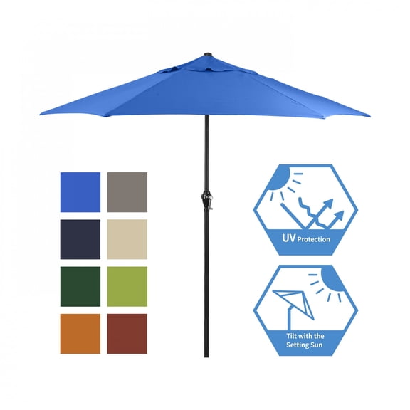 Sunline 9 ft Crank Open Push Tilt Steel Ribs and Pole Market Patio Umbrella