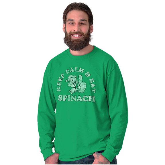 Keep Calm And Eat Spinach Popeye Long Sleeve TShirt Men Women Brisco Brands S