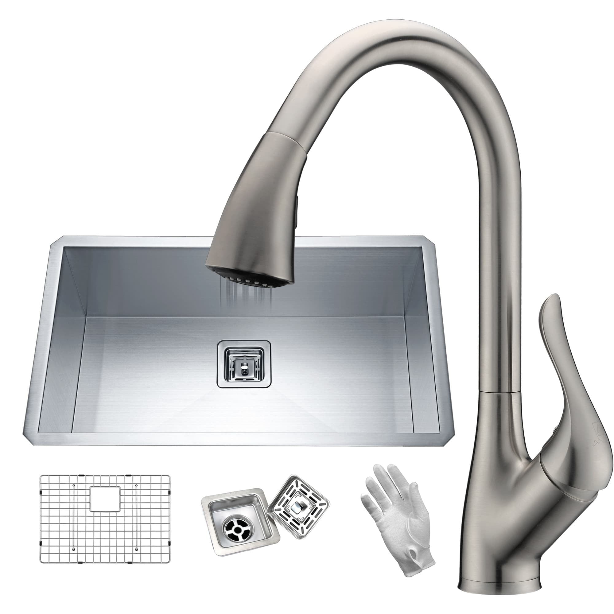 Anzzi Vanguard Stainless Steel 32 L X 19 W Undermount Kitchen Sink With Faucet