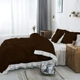 thumbnail image 3 of 3 Piece Pinch Ruffle Duvet Cover Set, Extra Soft, Luxury,100% Egyptian Cotton, Zipper Closure and Quilts Cover Set, Cool and Breatheable Bedding Sets Chocolate and White Solid,King Size., 3 of 4