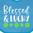thumbnail image 4 of Inktastic Blessed and Lucky 4 Leaf Clovers St. Patrick's Day Boys or Girls Baby Bib, 4 of 4