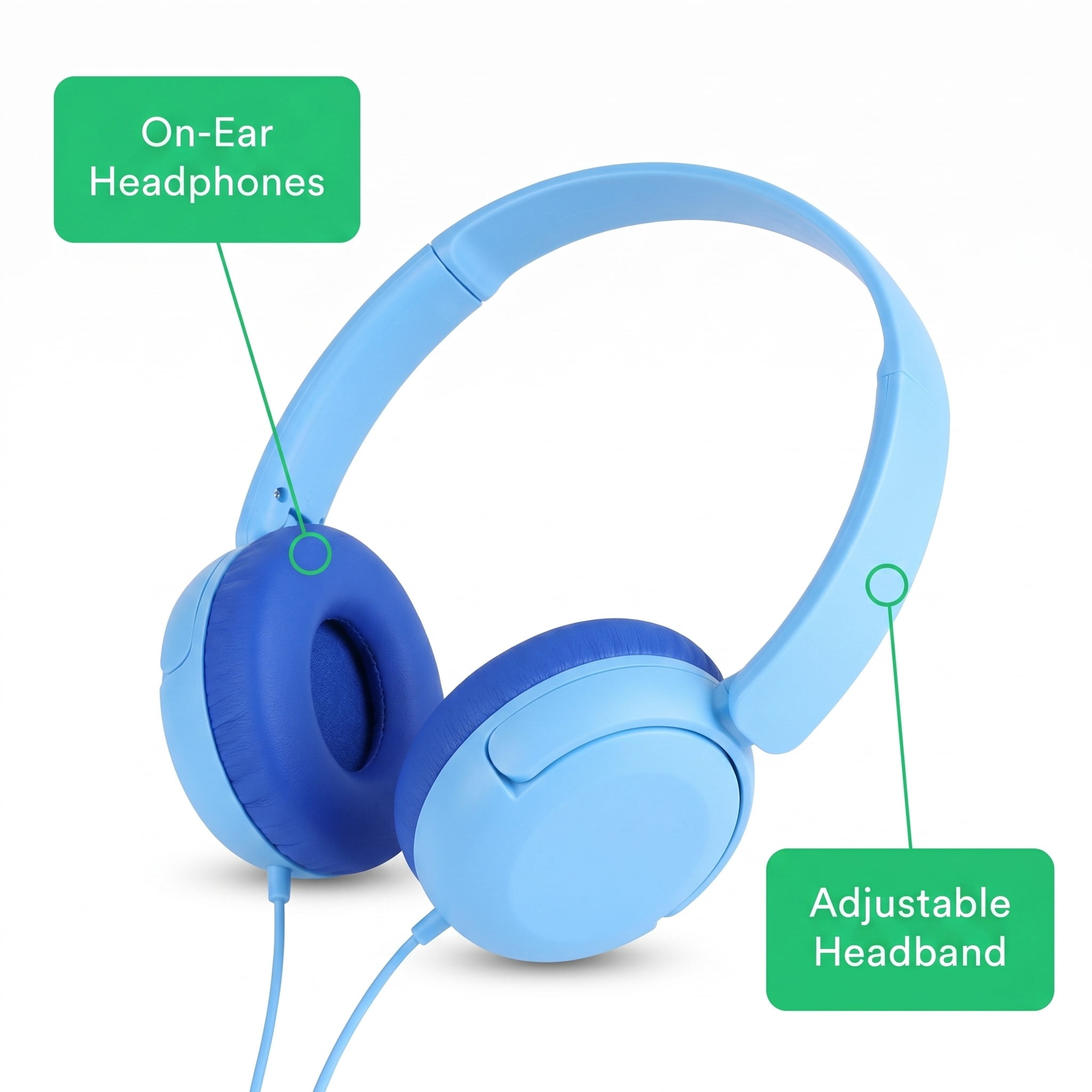 onn On-Ear Headphones with 3.5 mm Connector, Blue