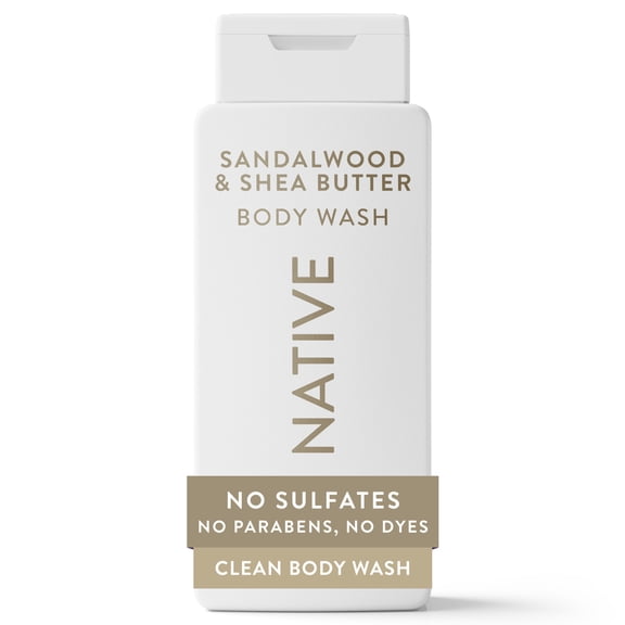 Native Body Wash, Sandalwood & Shea Butter, Sulfate Free, for Women & Men, 18 fl oz