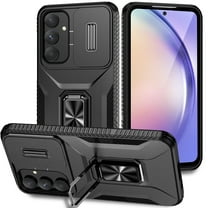 Dteck for Samsung Galaxy A36 5G Case with Slide Camera Lens Cover   Finger Ring Holder Kickstand,Heavy Duty Shockproof Rugged Protective Phone Cover for Samsung A36 5G 2025,Black