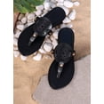 thumbnail image 5 of Women‘s New Spring/Summer Comfortable Rhinestone Toe Post Flat Sandals For Holiday In Plus Size Black, 5 of 7