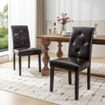 thumbnail image 3 of VECELO Dining Chairs Set of 2, Mid-Century Modern Upholstered Faux Leather Dining Room Chairs, Leather Coffee, 3 of 10