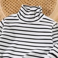 thumbnail image 4 of Girls Boys Turtleneck Long Sleeve Tops Striped Pullover Slim Fit Layering Fall Winter Fashion Soft Comfort Base Shirts Black 5-6Years, 4 of 9