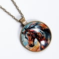 thumbnail image 2 of Horse Necklace Personalized Custom Photo Round Pendant Adjustable Stainless Steel Necklaces with Gift Box for Men Women Mothers Valentine's Jewelry Gift, 2 of 6