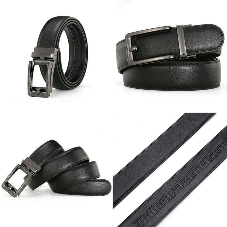 Automatic Ratchet Belt Pack of 3 Slide Buckle Genuine Leather