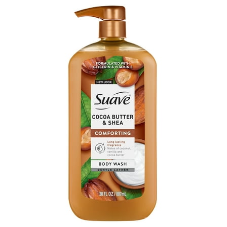 Suave Cocoa Butter   Shea Moisturizing Body Wash with Glycerin & Vitamin E, 30 FL OZ Pump