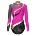 thumbnail image 3 of YONGHS Women Shiny Mesh Sheer Gymnastic Leotard Contemporary Ballet Dance Bodysuit Top Hot Pink L, 3 of 7