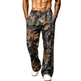 thumbnail image 7 of Havenx Men's Camo Baggy Sweatpants Wide Leg Dry Leaf Print Elastic Waist Sweatpants with Pockets Open Bottom Camouflage Wear Loose Fit Y2k Workout Athletic Soft Clothes,Coffee S, 7 of 7