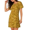 thumbnail image 2 of Balery Gold Glitter Camisón de manga corta con cuello redondo para mujer, cómodo y elegante., 2 of 6
