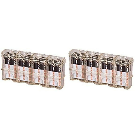 Powerpax Slim Line "9V" Battery Caddy, Clear x 2 Holders "Each Holds 4 9V Batteries