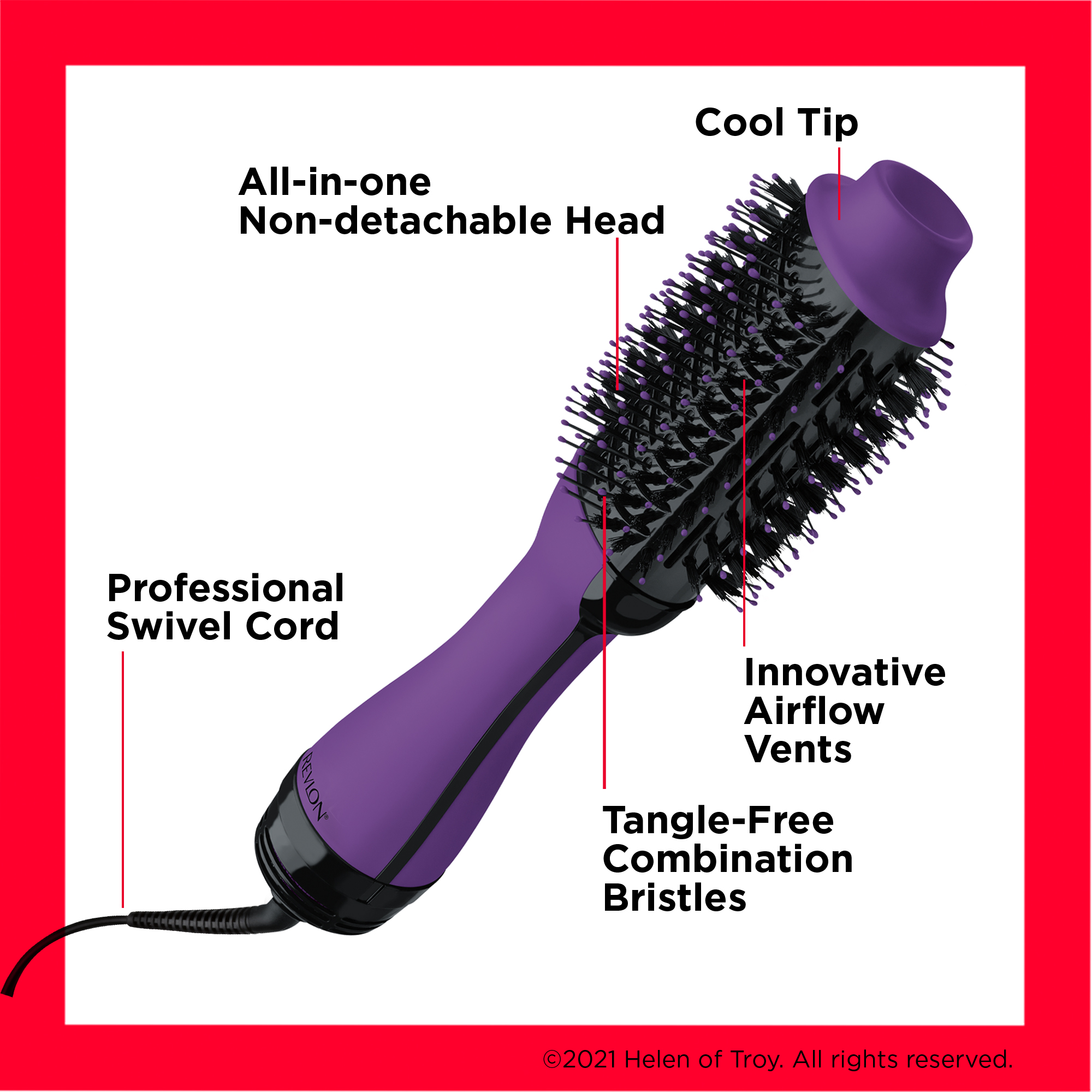 Revlon One-Step Ceramic Hair Dryer & Volumizer Hot Air Brush, Purple - image 5 of 6