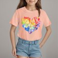 thumbnail image 2 of Toddler Girl Clothes Heart Graphic Birthday Girl Shirt Short Sleeve T Shirt Love Print Tee for Holiday Party Light Pink 3-4 Years, 2 of 4