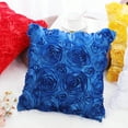 thumbnail image 6 of PiccoCasa 3D Satin Rose Flower Throw Pillow Cover Shells,Pure Cushion Covers for Couch Sofa,16" x 16" Royal Blue, 6 of 7
