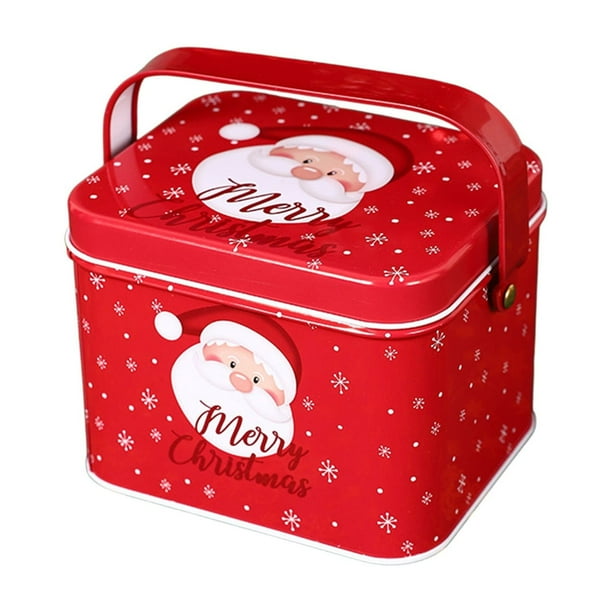 Decoraciones navideñas, adornos navideños, regalos navideños Caja de almacenamiento de dulces navideños Ambiente festivo Caja de hierro portátil Caja de almacenamiento de postres para picnic Almacenam