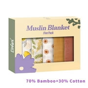 Elinfant 100% Cotton 5pcs Gift Set Bamboo Cotton Muslin Bib Burp Cloth 60*60cm 2 Layers Baby Scarf Handkerchief 5PCS KB006-MB34