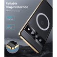 thumbnail image 5 of Magnetic for Google Pixel 8A Case Compatible with MagSafe Charger Ultra Slim Matte PC Back Metal Frame Bumper Scratch Resistant Safety Lock Shockproof Protective Case, Gold, 5 of 14