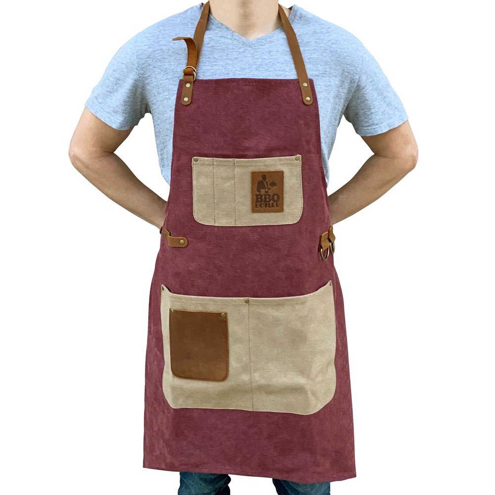 BBQ Butler Grilling Apron Premium Grill Canvas Apron Deluxe Leather