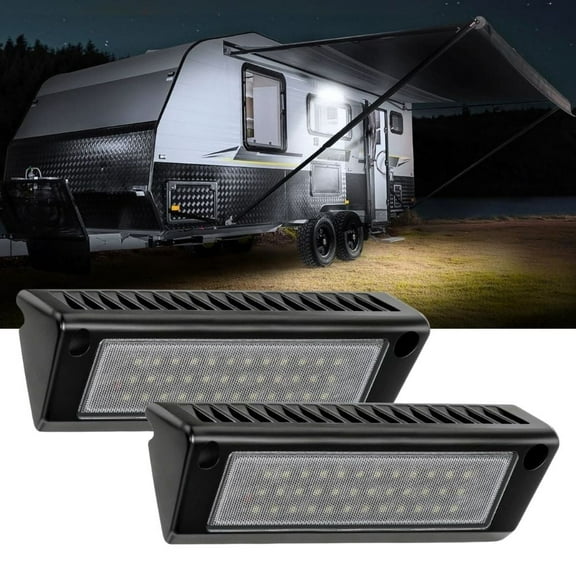 Nilight RV Exterior Light 2Pcs 9" Porch Lights Flood Beam 12/24V LED Scene Cargo Lighting Black Aluminum Housing for RVs Trailers Travel Campers Truck