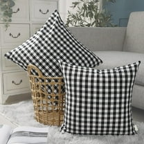 Black Plaid Throw Pillow Covers 18x18 Set of 2 Black and White Gingham Pillow Covers 18x18 Farmhouse Decor for Bedroom and Christmas Holiday