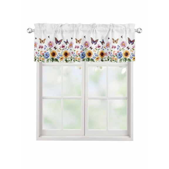 Valances for Windows Vintage Floral Rod Pocket Cafe Window Treatments Valance Curtains for Kitchen Bathroom Laundry Basement Windows 60"x18"