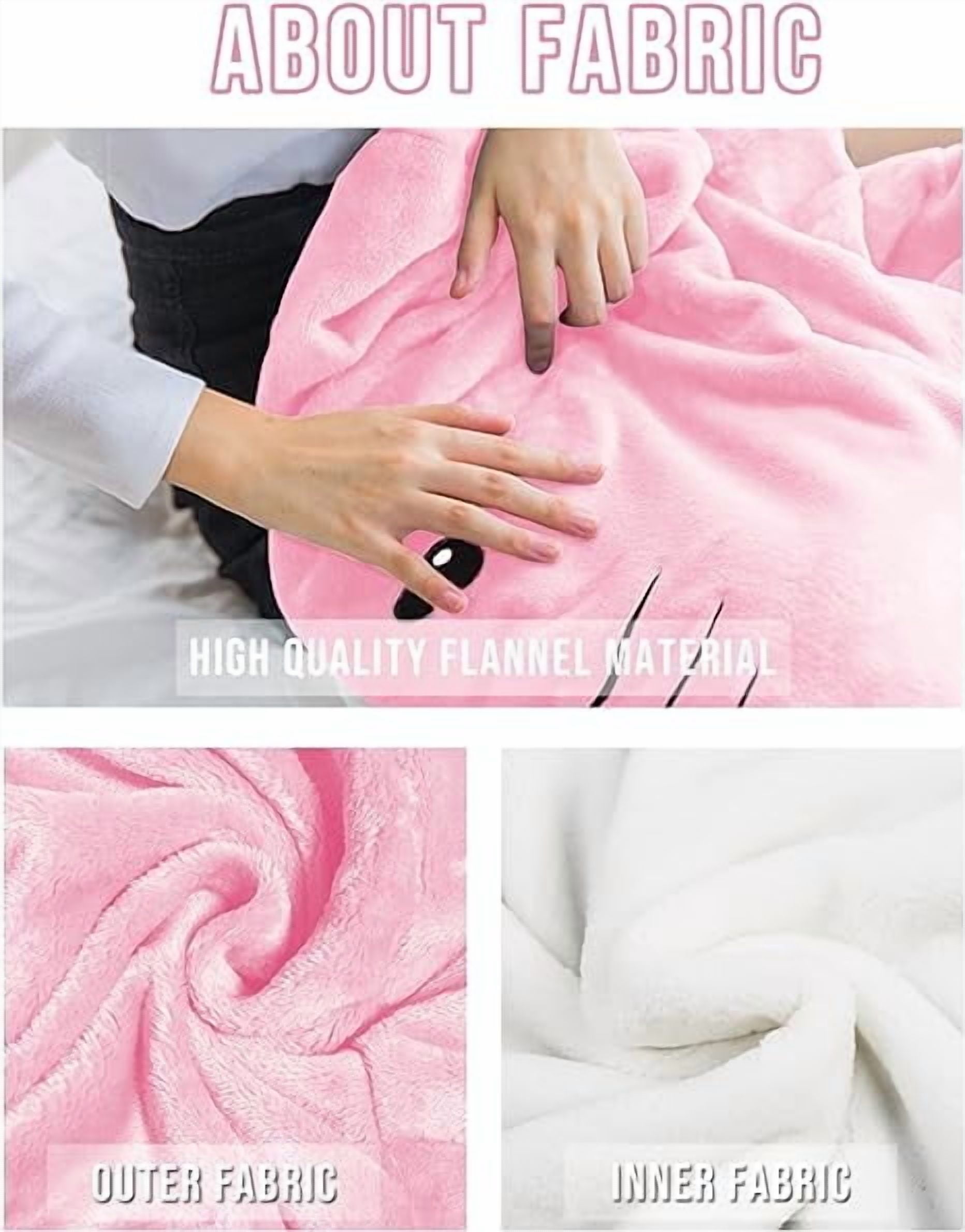 Shark Blanket Hoodie Onesie, Pink Wearable Sleeping Bag for Adults, Soft Cozy Costume, L