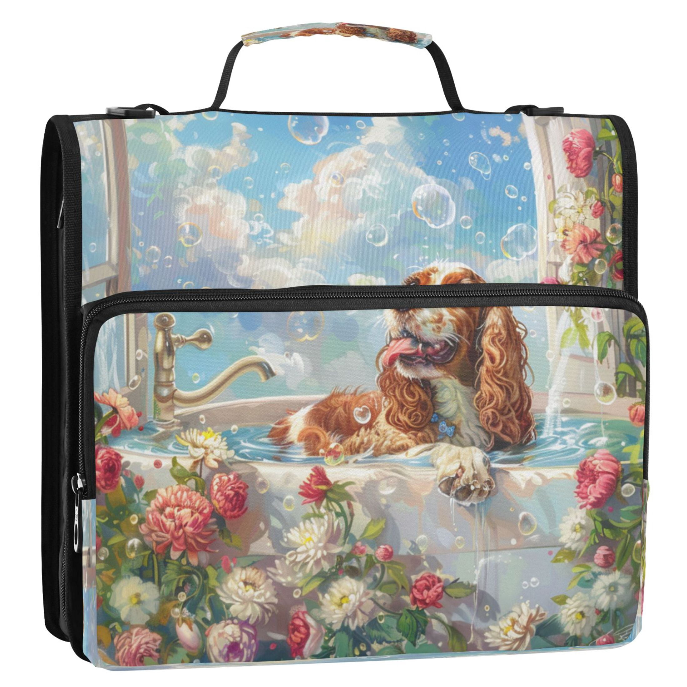 YAZAOO Zipper Binder trapper keeper Documents Organized Design Bubbles and Blooms Printed
