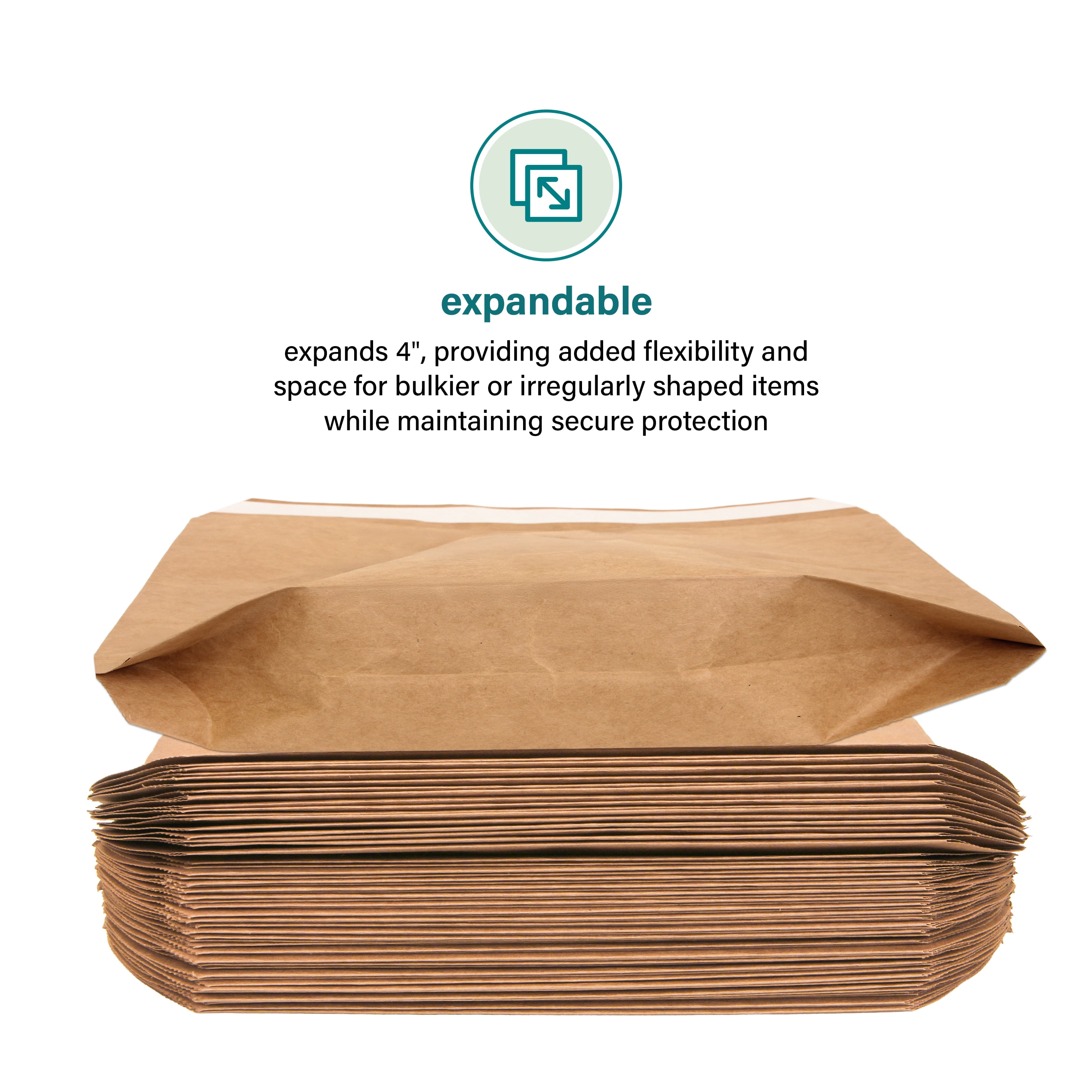 Elementree Sustainable Expandable Flat Paper Mailer, Large, 50 Count, Peel & Stick