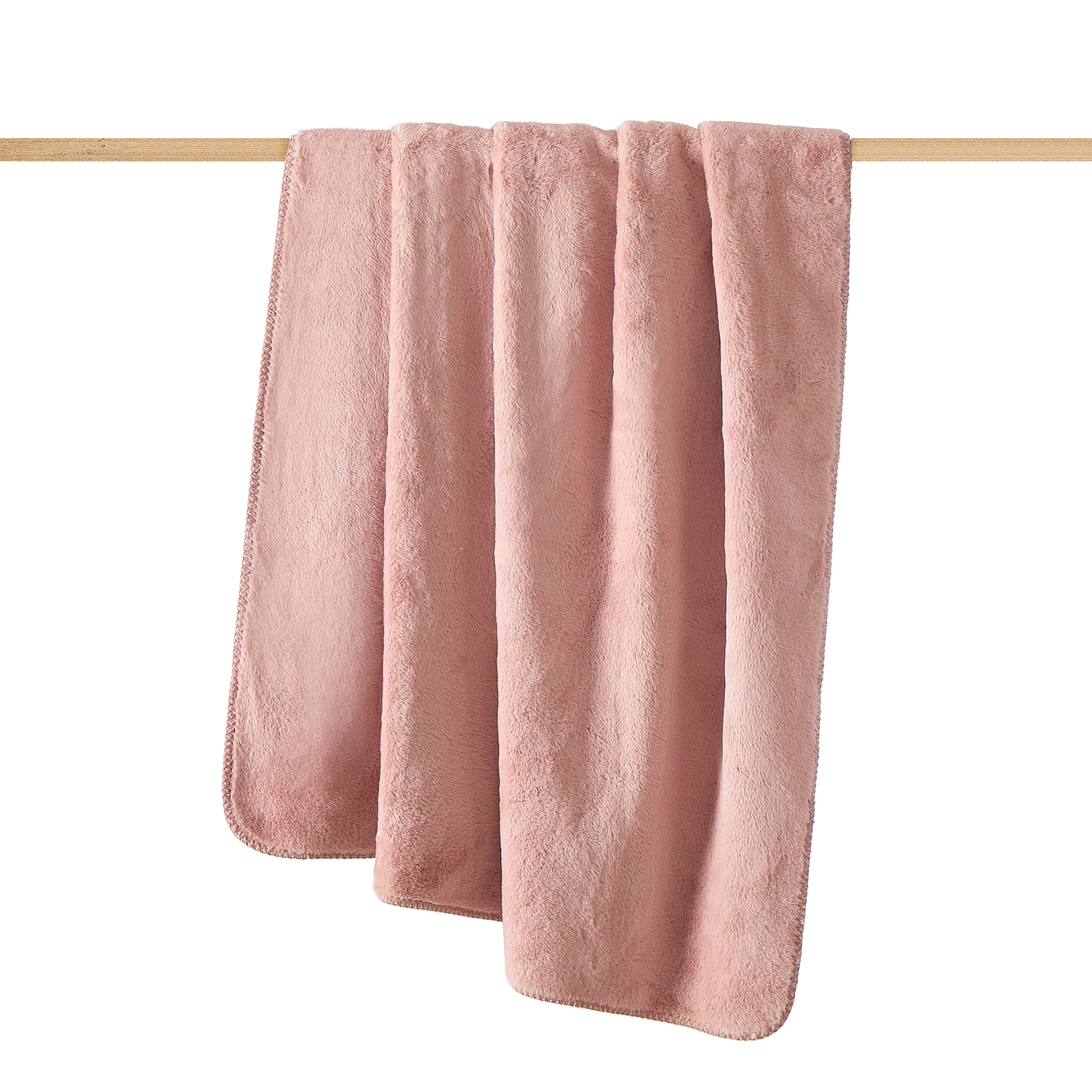 Cozy Haven Luxury Reversible Faux Fur to Plush Oversized Couch Throw Blanket, Pink, 50 x 72 in