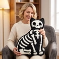 thumbnail image 3 of Halloween Skeleton Cat Throw Pillow, Soft Breathable and Comfy Decorative Throw Pillows for Sofa Bed Home Decor, 3 of 6