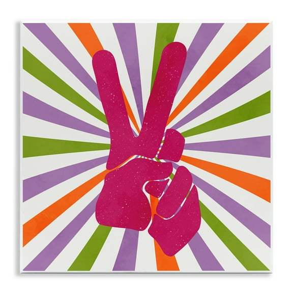 Stupell Industries Peace Sign on Stripes Abstract Painting Unframed Art Print Wall Art, 12 x 12