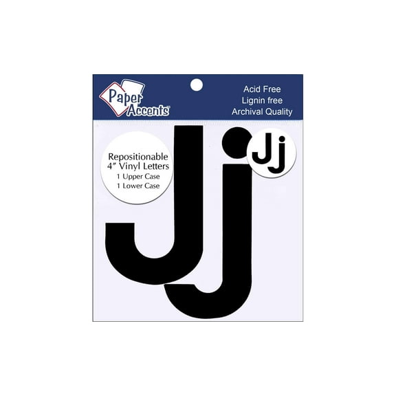 Vinyl Letters Removable Adh 4" Jj 2pc Black