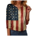 thumbnail image 5 of GEWSEY America 250 Tshirt 3/4 Sleeve Tops V Neck Independence Day Shirts Patriotic Pattern Tunic Tops (Brick Red, S), 5 of 8