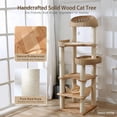 thumbnail image 2 of Wooden Cat Tree for Indoor Cats, 62-Inch Tall Cat Tower with Scratching Post for Large Cats, Solid Wood Cat Condo with Handwoven Basket, Modern Cat Tree Tower with Hammock, Easy to Clean, 2 of 8