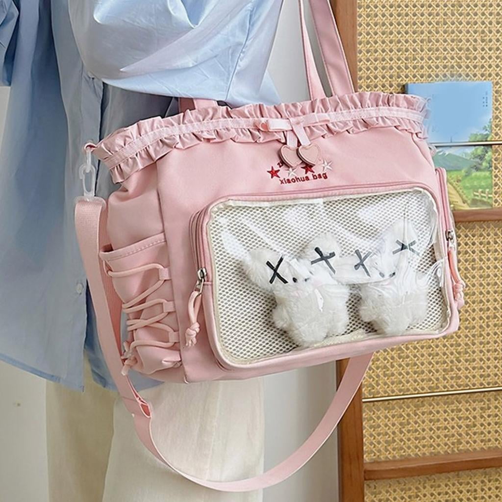 Giaone Lovely Ita Bag Large Capacity Shoulder Bag Ruched Lace Bows Crossbody Bag