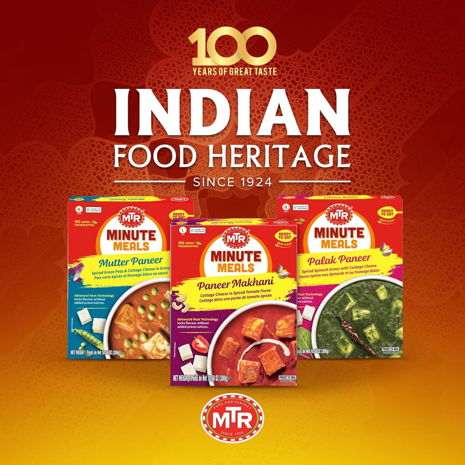 MTR Paneer Makhani - Cottage Cheese in Spiced Tomato Puree - Tasty Indian Meal with No Added Preservatives - A Quick Meal Suitable for Vegetarians, Ready in Minutes! (300g, Pack of 6)