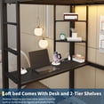 thumbnail image 6 of Loft Bed Twin Size with Desk, 4 Large Fabric Drawers and 2 Storage Shelves, Heavy Duty Metal Loft Bed with LED Lights & Charging Sation, Safety Guard & Ladder, No Box Spring Needed, Black, 6 of 7