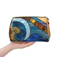 thumbnail image 4 of Easygdp Stained Glass Ocean Wave Leather Makeup Bag Zipper Pouch Travel Cosmetic Organizer for Women and Girls, Make up Bag with Zipper, 4 of 8