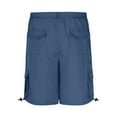 thumbnail image 4 of DPTALR George Men's Summer Cargo Shorts,Elastic Waist Knee Length,Relaxed Fit Outdoor Fishing Hiking Shorts with Multi Pockets,Blue,Big and Tall Men XL, 4 of 5